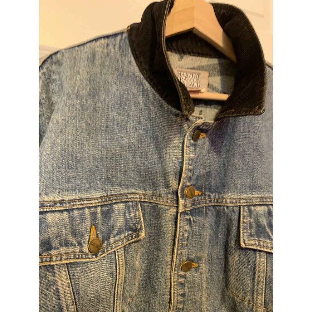 Vtg Marithe Francois‎ Girbaud Blue Denim TruckerJean Jacket Sz S Corduroy…